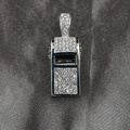 Sparkling iced out whistle pendant necklace in silver stainless steel for hip hop style - Silver Tone White Zirconia Pendant Only (Without Chain)