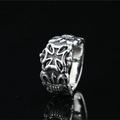 Men's retro hollow cross ring in vintage silver finish with gothic engraved details - US 7 / Steel