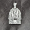 Hip hop Jezus hanger in zilveren afwerking met fonkelende pavé gezette kristallen - Zilverkleur Witte Zirkonia Alleen Hanger (Zonder Ketting)