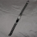 Minimalist black stainless steel Cuban link bracelet with rectangular metal plate - Black 12mm