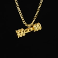 Golden titanium steel box chain necklace with a solid dumbbell pendant for men and women - Gold Pendant And Box Chain