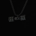 Solid black dumbbell pendant necklace for men with durable box chain and matte finish - Black Pendant And Box Chain