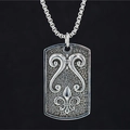 Collana vintage con ciondolo a giglio in argento ossidato e catena veneziana da uomo - Ciondolo + Catena Coordinata
