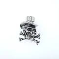Retro punk skull pendant necklace with hat and crossbones in vintage steel finish - Pendant Only (No Chain)