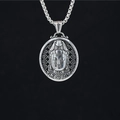Collar con colgante de Buda Guanyin en plata vintage y acero inoxidable con calado - Colgante + Cadena a Juego