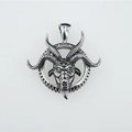 Gothic Baphomet goat head pendant with pentagram design in vintage stainless steel finish - Pendant Only (No Chain)