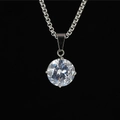 Collana elegante in acciaio al titanio con ciondolo solitario in moissanite tonda e catena - Stile Tondo (Con Catena)