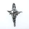 Gothic punk style necklace featuring a silver dragon wrapped around a cross sword pendant - Pendant Only (No Chain) / Antique Silver