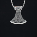 Nordic vintage Viking axe pendant necklace in stainless steel with Slavic star engraving - Pendant + Matching Chain