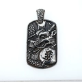 Collana con pendente rettangolare drago a rilievo stile retrò in acciaio inox da uomo - Solo Ciondolo (Senza Catena)