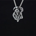 Gothic Grim Reaper scythe skull pendant in oxidized silver finish with box chain - Black Eye Pendant With Chain