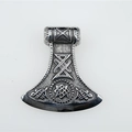 Nordic Viking axe pendant necklace in vintage stainless steel for men with rune details - Pendant Only (No Chain)