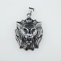 Pendentif tête de lion poli en acier inoxydable avec expression rugissante et argentée - Modèle B Pendentif Uniquement (Sans Chaîne)