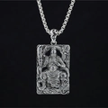 Collana con ciondolo Guan Yu in acciaio inossidabile retrò e rilievo di drago da uomo - Ciondolo + Catena Coordinata