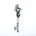 Vintage silver crown key pendant with gothic carvings and oxidized retro finish - Style A Crown Key Pendant Only (Without Chain)