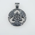 Vintage Viking Keltische knoop cirkel hanger van roestvrij staal met retro-afwerking - Alleen hanger (Zonder ketting)