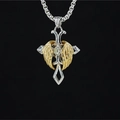 Noorse kruishalsketting in zilver en goud met vleugels en kristallen detail - Gouden Vleugel Hanger Met Ketting