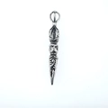 Retro silver metal Vajra pestle pendant necklace with vintage ethnic patterns - Style D Vajra Pendant Only (Without Chain)