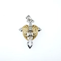 Noordse tweekleurige kruis hanger ketting met veer vleugels en zirkoon inlegwerk - Gouden Vleugel Hanger Zonder Ketting