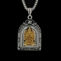 Religious hollow titanium steel pendant necklace featuring golden Buddha deity art - Avalokitesvara (Rat) / Pendant Only (No Chain)
