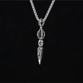 Retro silver Vajra pendant necklace with Sanskrit engraving on a black background - Style D Vajra Necklace With Chain