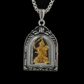 Hohler Titanstahl-Buddhismus-Anhänger mit goldener Gottheit-Statue und Box-Kette - Manjushri (Hase) / Anhänger Und Kette