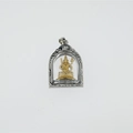 Two-tone titanium steel pendant featuring a golden Buddha and hollow religious symbols - Akasagarbha (Tiger) / Pendant Only (No Chain)