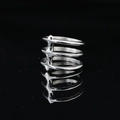 Minimalist silver multi-layer spinal ring with industrial punk design on black mirror - US 7 / Silver