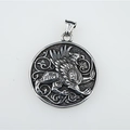 Vintage silver griffin pendant necklace featuring detailed mythical relief on round medallion - Pendant Only (No Chain)