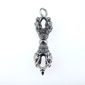 Ciondolo Vajra Dorje in argento vintage con motivi a loto su sfondo bianco - Solo ciondolo (Senza catena)