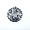 Retro schild kruis hanger ketting voor heren met Psalm 28:7 gravure in vintage zilver - Alleen hanger (Zonder ketting)