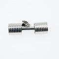 Polished silver stainless steel dumbbell pendant necklace for men with a metallic finish - Steel Color Pendant Only (Without Chain)