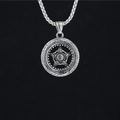 Retro titanium steel hollow star pendant necklace with industrial car wheel design for men - Pendant + Matching Chain