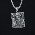 Vintage steampunk plague doctor pendant necklace with crow mask and lantern relief - Pendant + Matching Chain