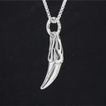 Hip hop stainless steel wolf tooth pendant necklace with silver chain for men - Silver Color Pendant with Chain