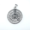 Silver vintage compass pendant in stainless steel with engraved numbers and letters - Pendant Only (No Chain)
