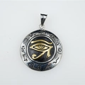 Collana vintage da uomo con ciondolo Occhio di Horus in acciaio e simboli egizi - Ciondolo Occhio Oro Solo (Senza Catena)