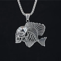 Gothische schedel visgraat hanger ketting met zilveren box-ketting voor heren in zilver - Hanger met Boxketting