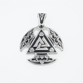 Collar con colgante Valknut vikingo de acero inoxidable vintage con runas grabadas - Solo Colgante (Sin Cadena)