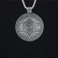 Collana con medaglione esagonale vichingo nordico in argento antico con catena spessa - Ciondolo + Catena Coordinata
