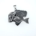Retro punk skelet visgraat hanger van gepolijst roestvrij staal voor heren - Alleen hanger (Zonder ketting)