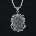 Collier pendentif couronne et fléchettes style hip hop en acier inoxydable argenté - Ensemble Pendentif + Chaîne