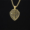 Vintage gouden schild kruis hanger ketting voor heren met roestvrijstalen box ketting - Hanger + Bijbehorende Ketting
