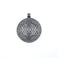 Collana medaglione esagramma vichingo nordico con simboli astrologici in argento antico - Solo ciondolo (Senza catena)