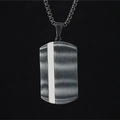 Minimalist dark grey brushed military tag necklace for men with square box chain - Black Pendant with Chain as Pictured