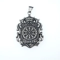 Collier avec pendentif bouclier couronne fléchettes style punk hip hop en acier argenté - Pendentif Seul (Sans Chaîne)