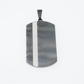 Men's hip-hop dog tag necklace in black brushed titanium steel with silver grid pattern - Black Color Pendant Only (Without Chain)
