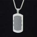 Herren-Hundemarken-Halskette mit Kohlefasermuster und silberner Box-Kette - Anhänger Mit Box-Kette