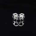 Vintage silver skull mask ring with punk gothic style and mirror reflection effect - US 7 / Skull Mask (x3350) / Silver