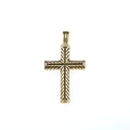 Klassische goldene Edelstahl-Kreuzkette mit diagonalem Texturmuster und Ringaufhängung - Goldener Anhänger Nur (Ohne Kette)
